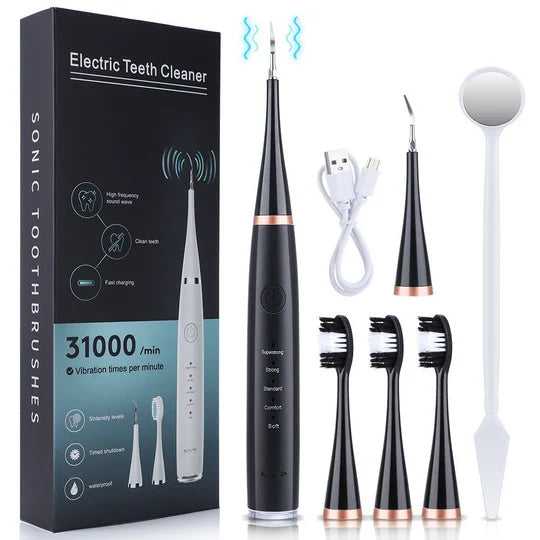 Ultrasonic Tooth Cleaner with 5 Power Levels and 3 Interchangeable Brush Heads 6