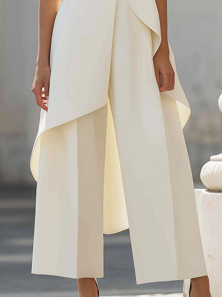 Women's Two-Piece Asymmetric Top and Wide-Leg Pants Set 12
