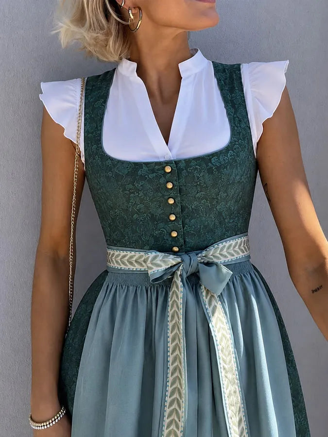Woven Dress with Curved Front Hem and Lace-Up Detail 5