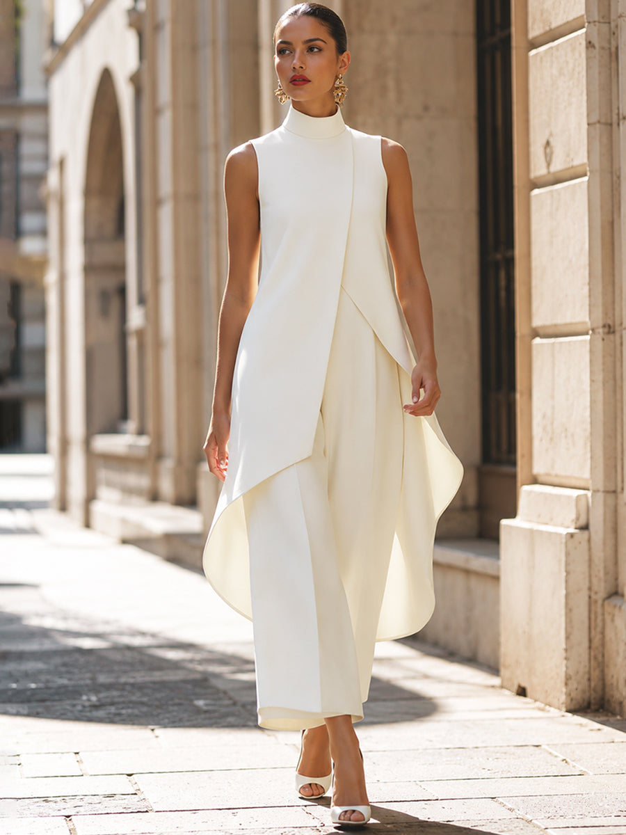 Women's Two-Piece Asymmetric Top and Wide-Leg Pants Set 9