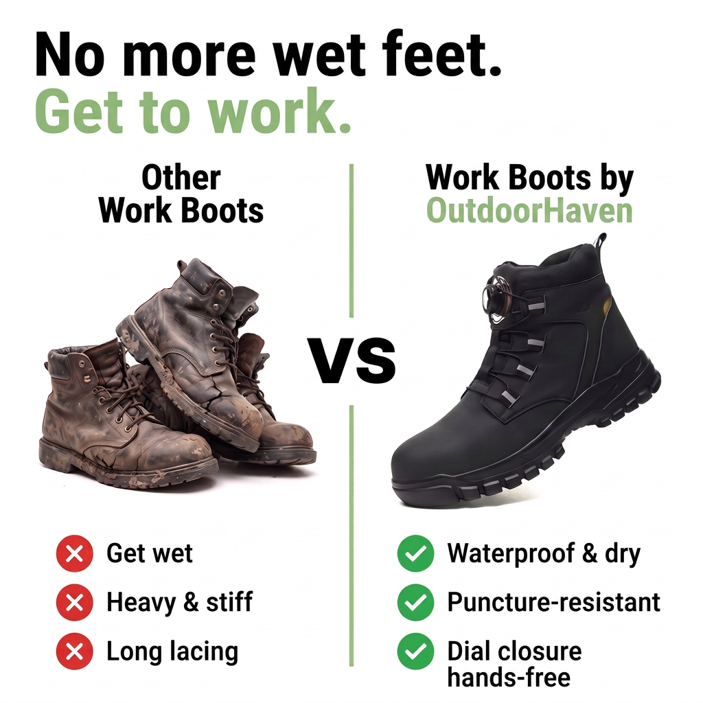 Waterproof Work Boots with Twist Closure and Steel Toe, Women and Men 4