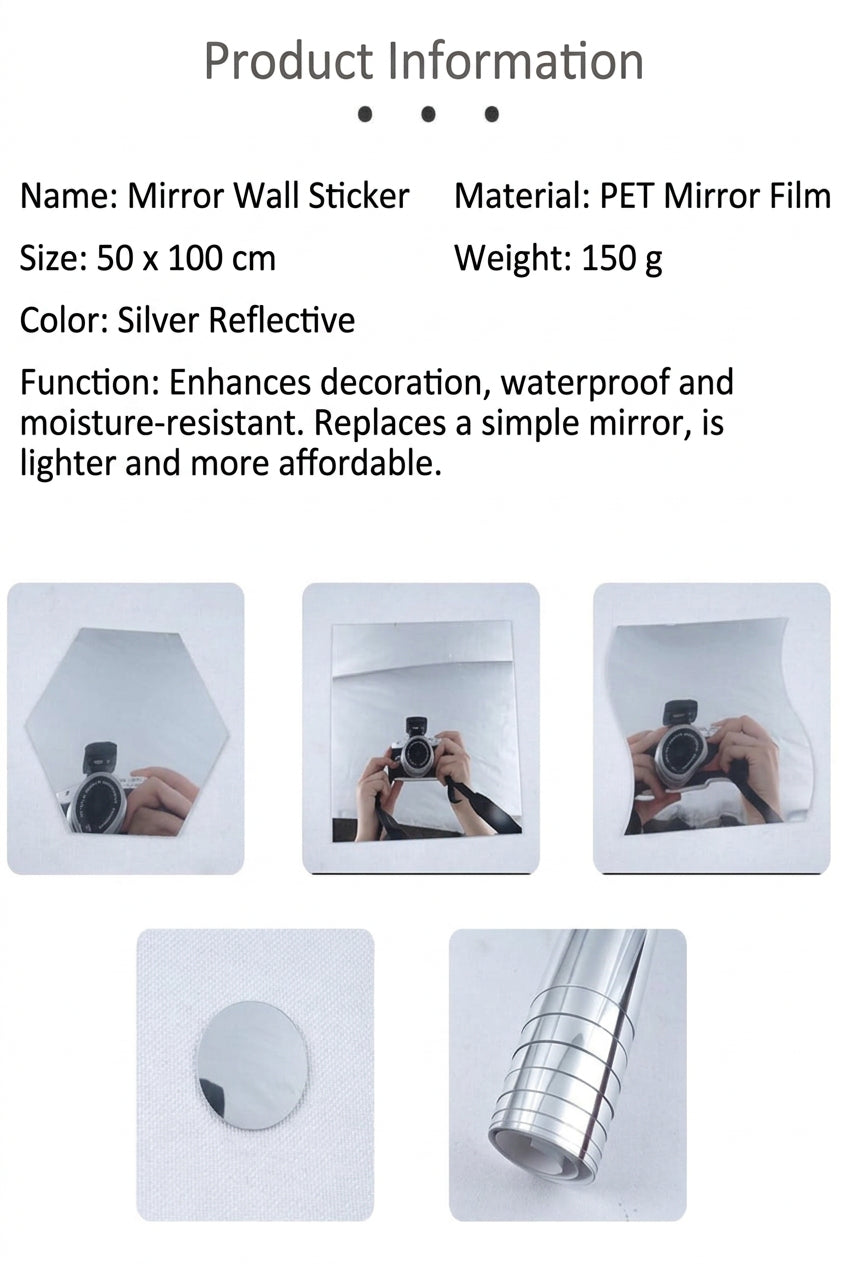 Self-Adhesive Flexible Shatterproof Wall Mirror, Cuttable PET Mirror Film 8