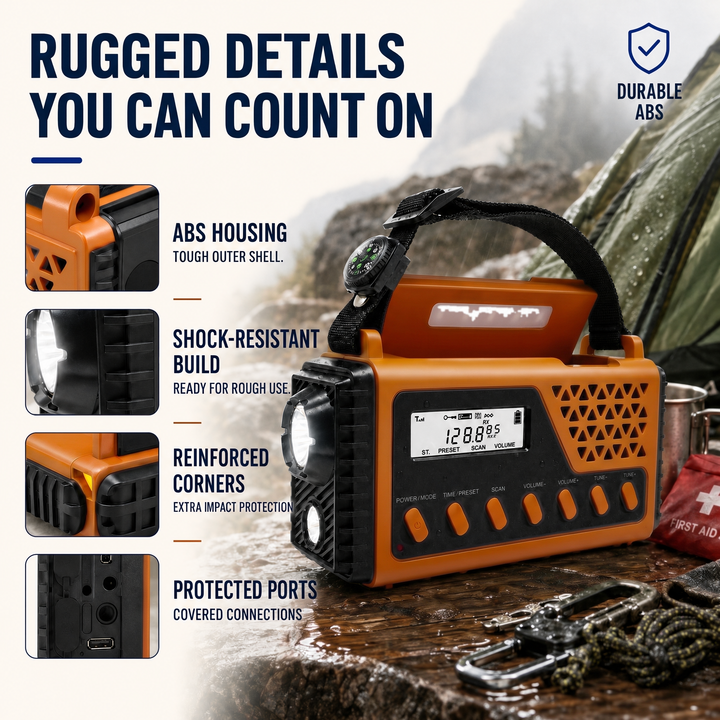 Emergency Weather Radio with Hand Crank, Solar and USB-C Power, AM/FM/Shortwave 7
