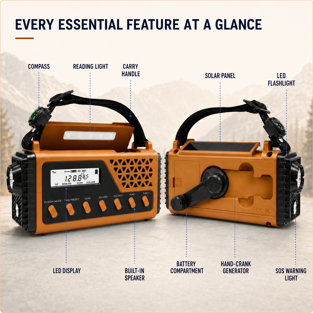 Emergency Weather Radio with Hand Crank, Solar and USB-C Power, AM/FM/Shortwave 8