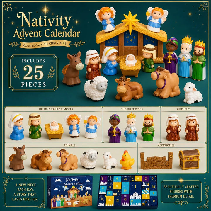 Nativity Advent Calendar for Kids with 25 Figures and Scene Pieces 6