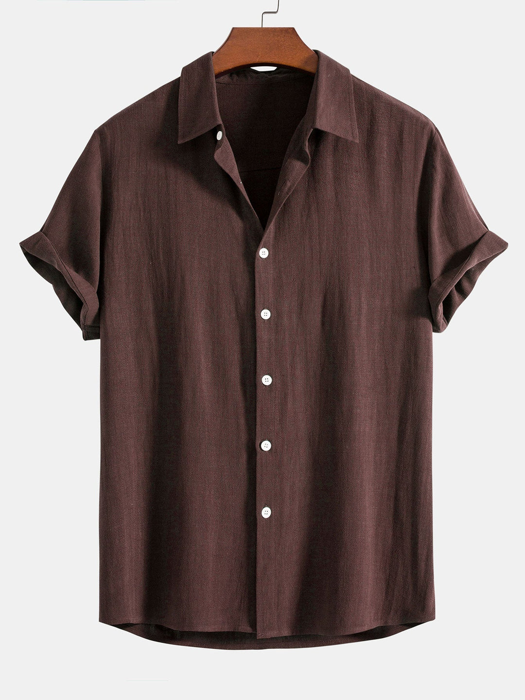 Men's Linen Blend Short Sleeve Button-Up Shirt, Relaxed Fit 8