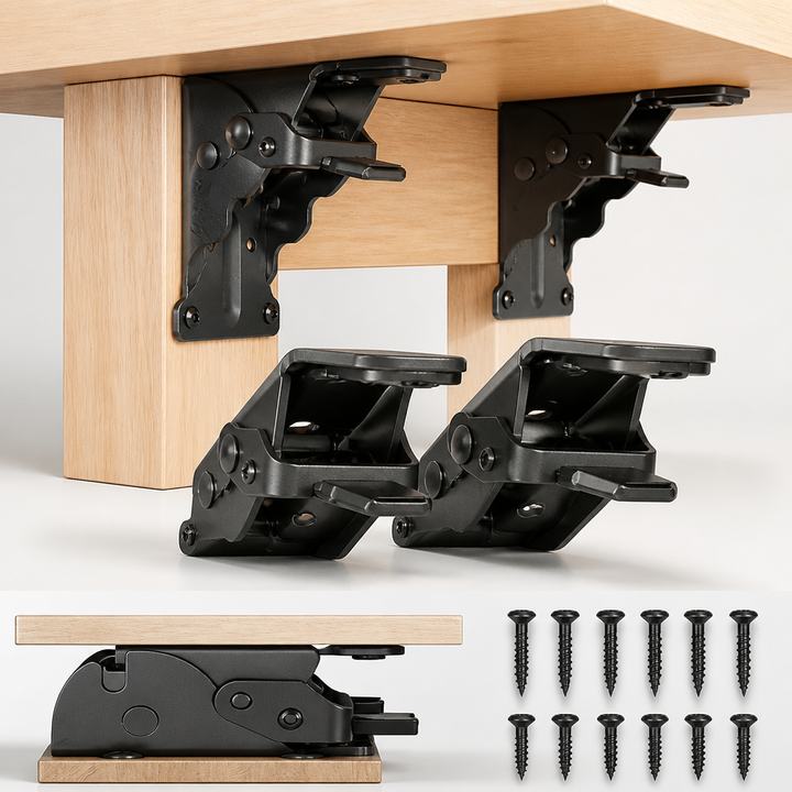 Heavy-Duty Folding Bracket, 500 lb Capacity, Self-Locking Steel, Space-Saving 1