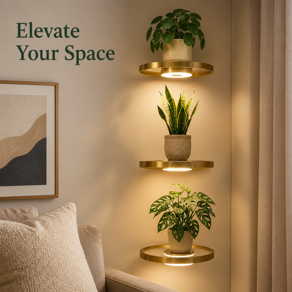 Glow Wall Shelf – Floating LED Display for a Cozy Clutter-Free Look 1