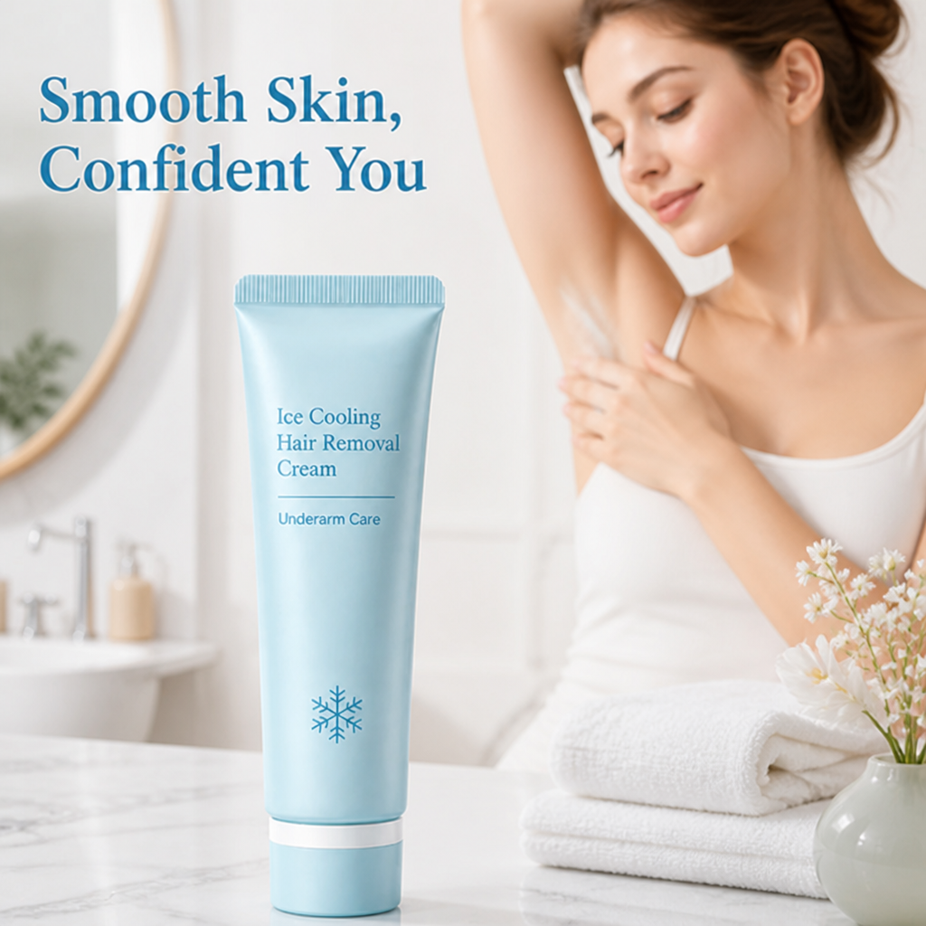 Ice Sensation Hair Removal Cream for Underarms and Bikini Area with Rose and Lavender 1