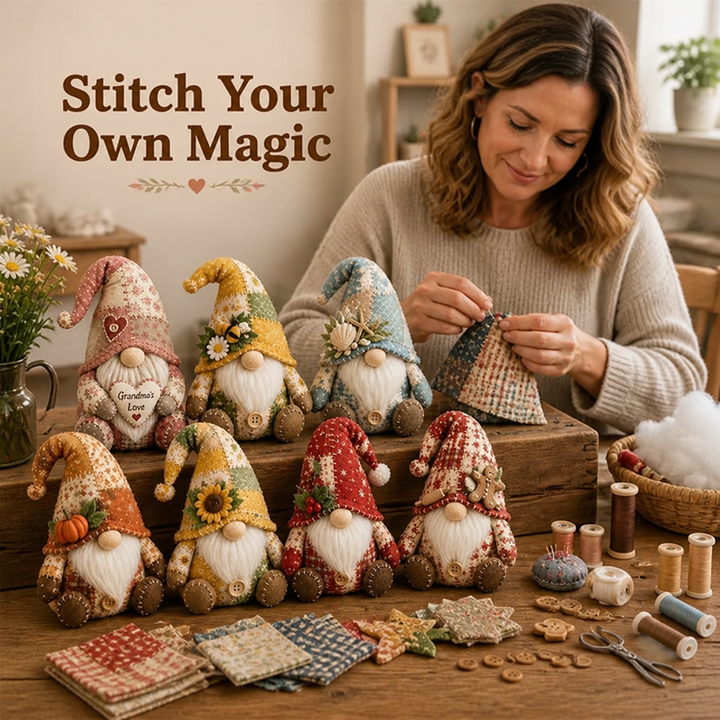 DIY Patchwork Gnome Sewing Kit for Beginners with Pre-Cut Fabric 1