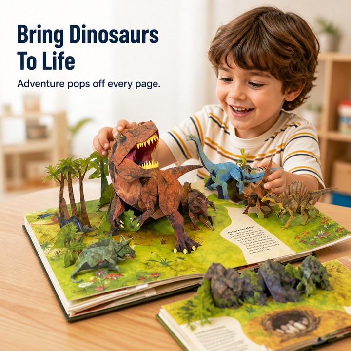 3D Dinosaur Pop-Up Book for Kids with Giant Paper Scenes and Fun Facts 1