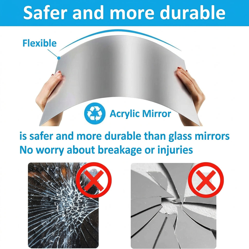 Self-Adhesive Flexible Shatterproof Wall Mirror, Cuttable PET Mirror Film 7