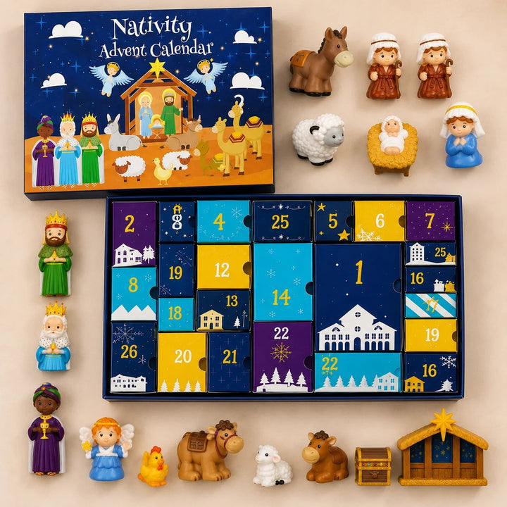 Nativity Advent Calendar for Kids with 25 Figures and Scene Pieces 3