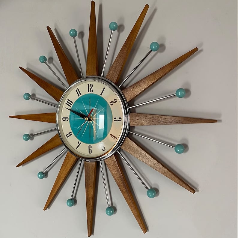 Mid-Century Handmade Wall Clock | Retro Wall Decor, Silent & Battery 3