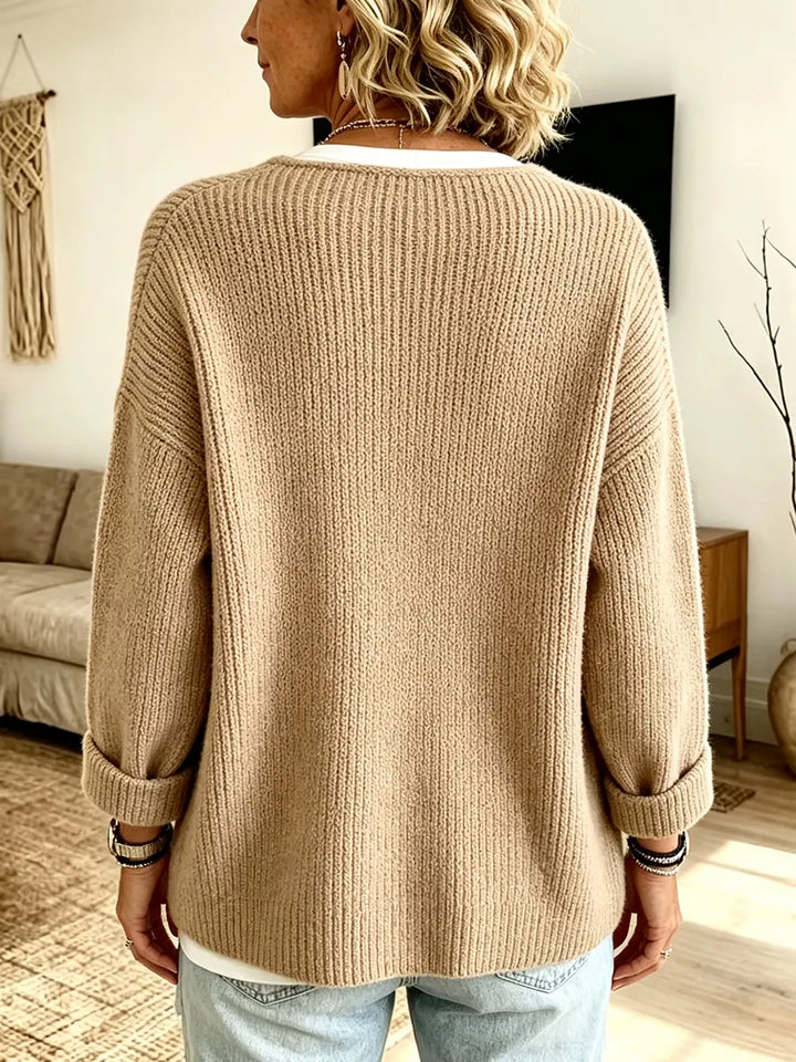 Women's Ribbed Knit Cardigan with Asymmetric Hem and Single Button Front 2