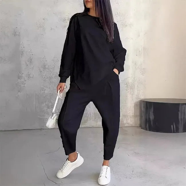 Two-Piece Set: Long-Sleeve Casual Sweatshirt and Jogger Pants 2