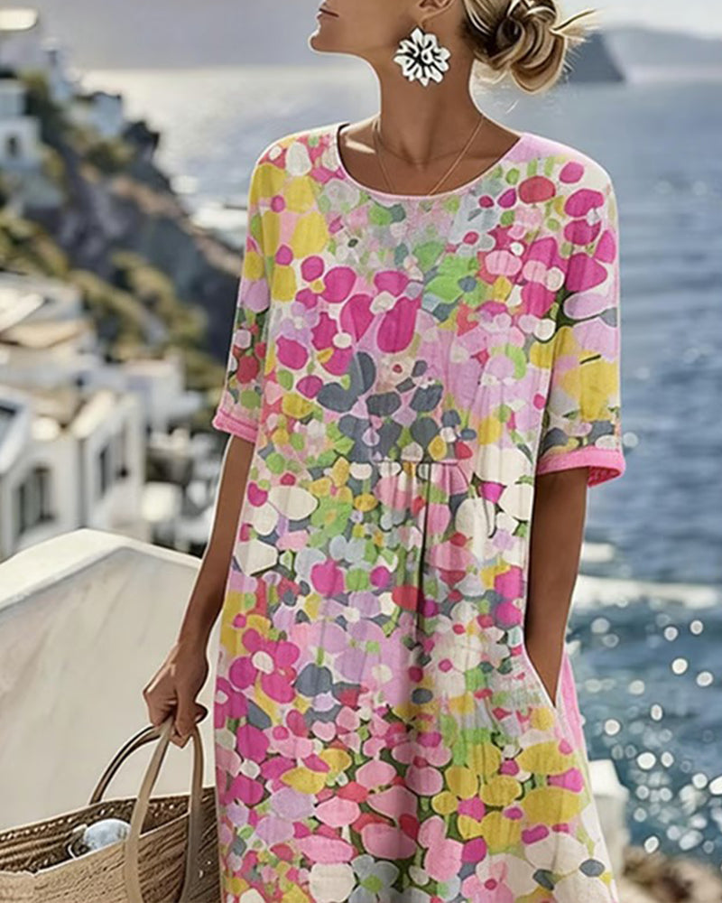 Santorini Midi Dress in Breathable Cotton Blend, Loose Flowing Fit 3