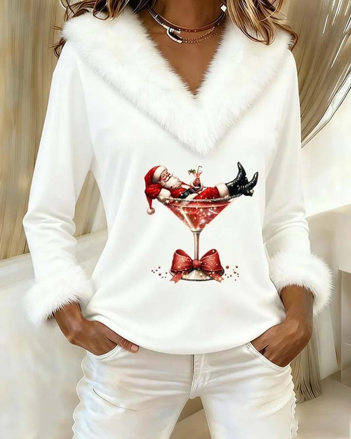 Plush Christmas Print Long Sleeve Top 2