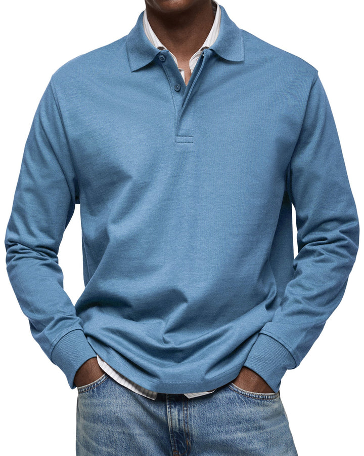 Luxury Long Sleeve Polo Shirt for Men - Soft, Breathable Casual Style 2
