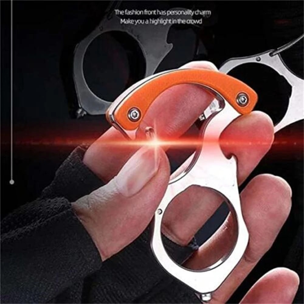 Stainless Steel Car Key Fob Organizer with Carabiner - Keychain Self-Defense Tool 1