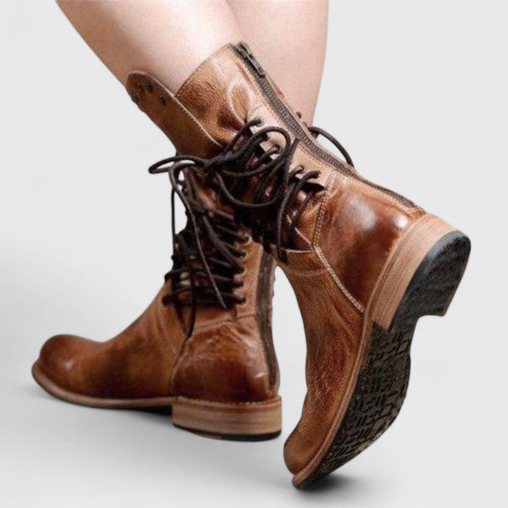 Women's Lace-Up Mid-Calf Boots with Stud Detail 10
