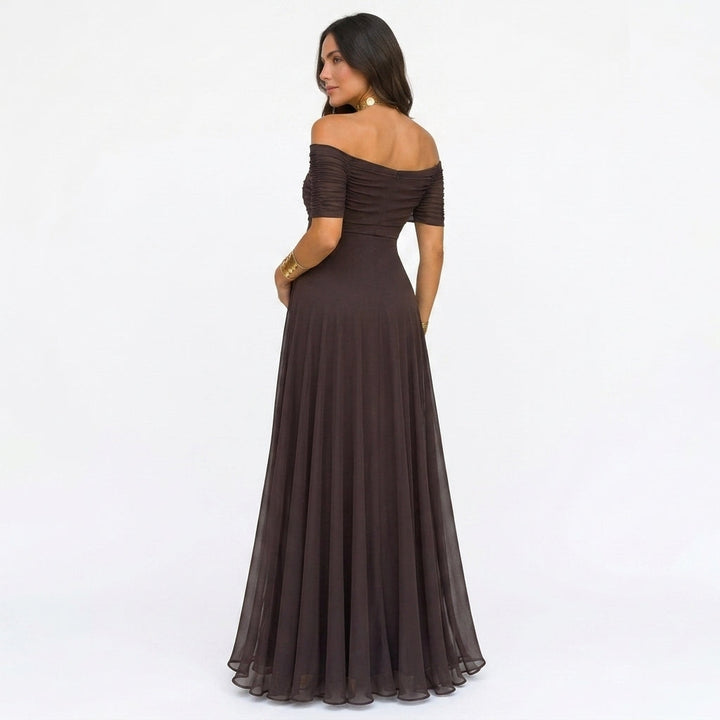Off-Shoulder Floral Maternity Maxi Dress for Baby Showers and Photoshoots 4