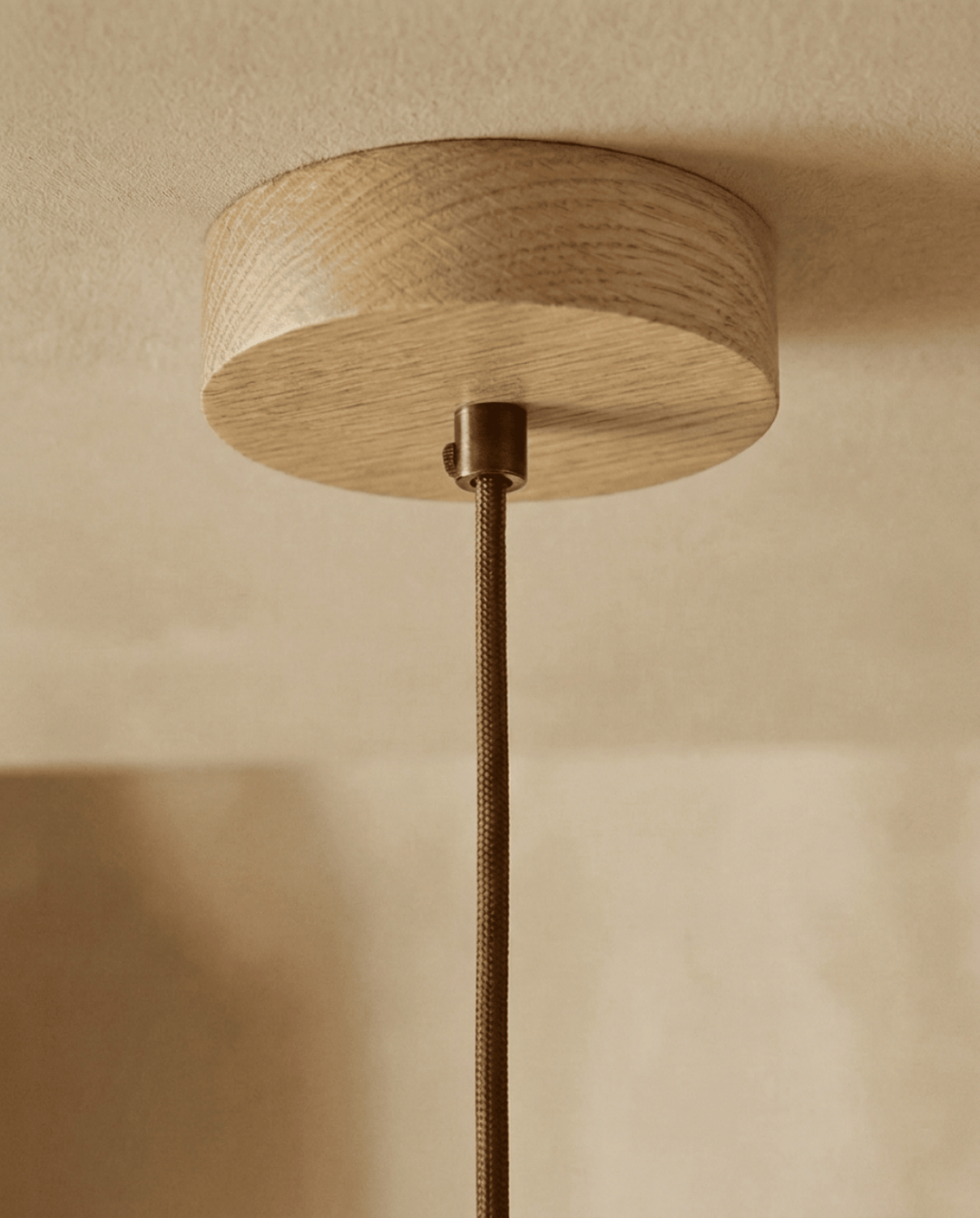 Yellow Travertine Pendant Light with Solid Wood Accent 10