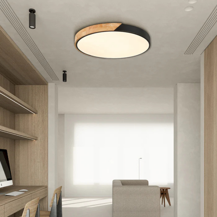 Scandinavian Wooden LED Ceiling Light, Round Flush Mount Lamp 7