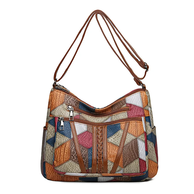 Patchwork Everyday Bag with Faux Leather Inserts 9