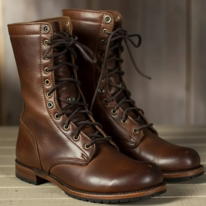 Women's Lace-Up Combat Boots with Supportive Sole 1