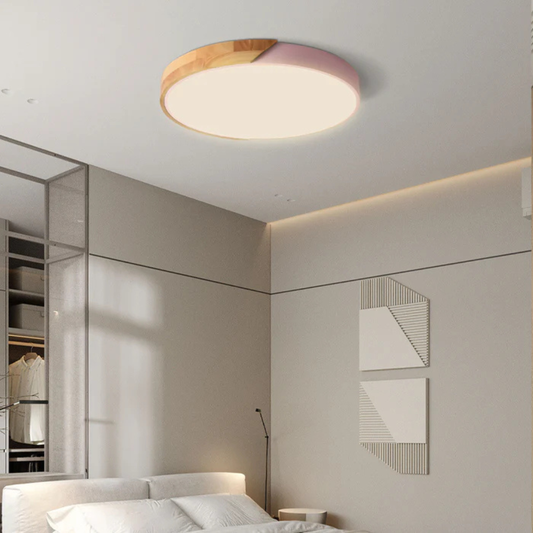 Scandinavian Wooden LED Ceiling Light, Round Flush Mount Lamp 5