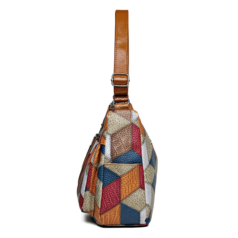 Patchwork Everyday Bag with Faux Leather Inserts 11