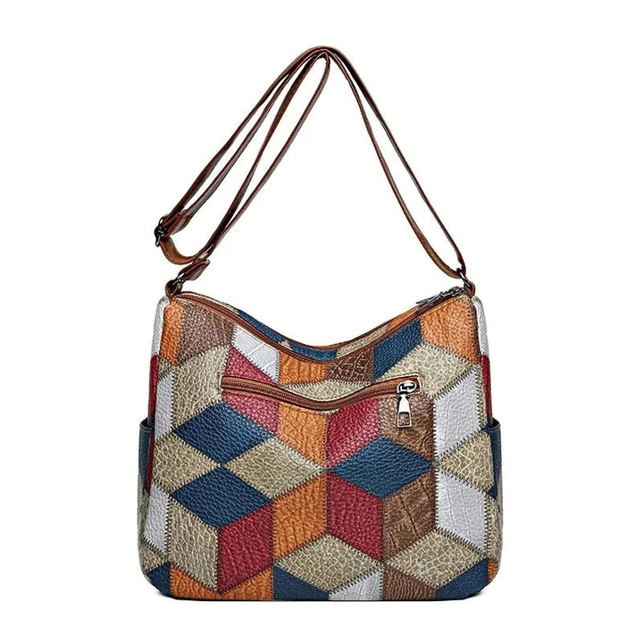 Patchwork Everyday Bag with Faux Leather Inserts 10