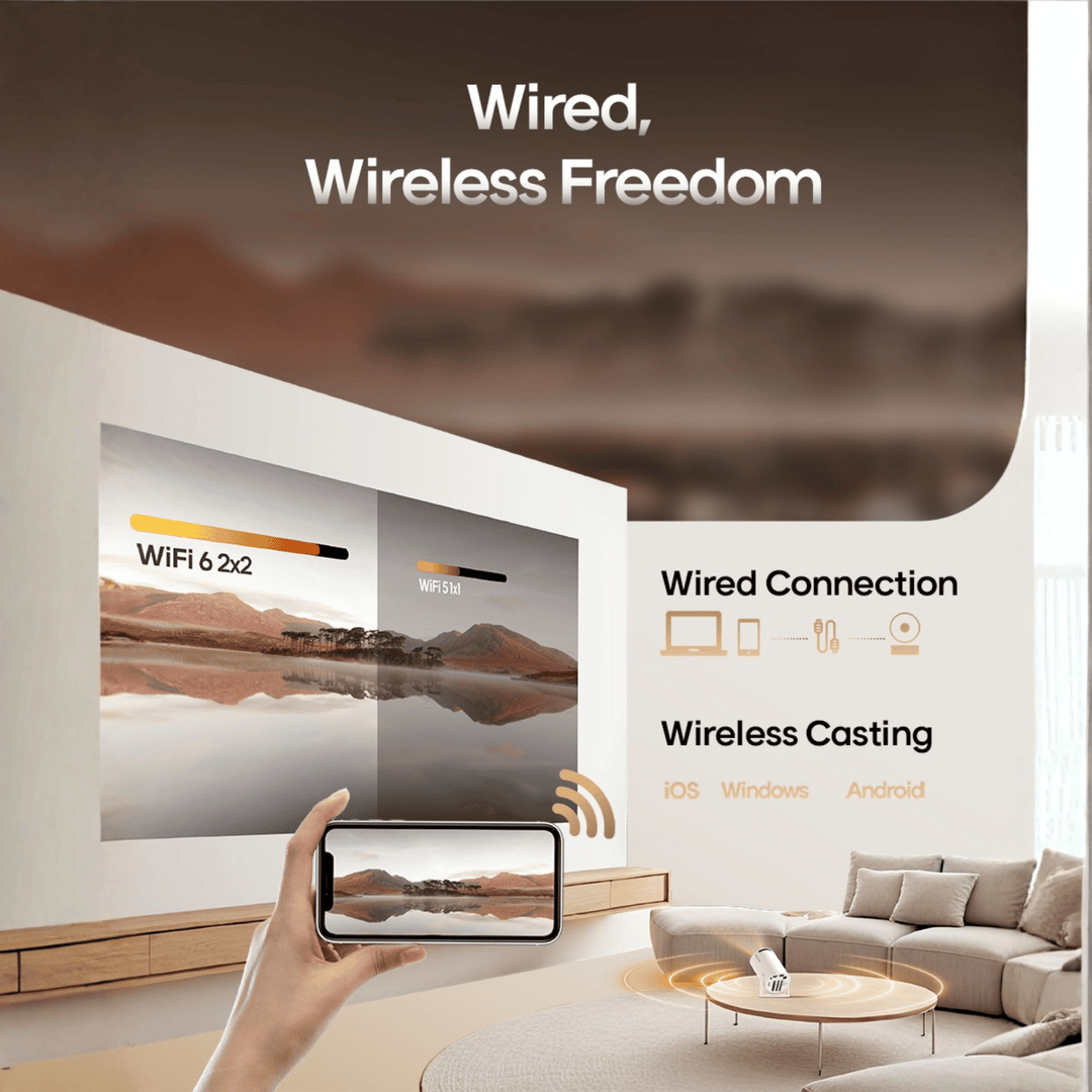 4K Rotatable Smart Projector for Wall or Ceiling, Built-In App Store 6