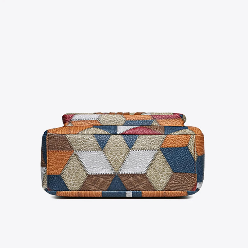 Patchwork Everyday Bag with Faux Leather Inserts 12
