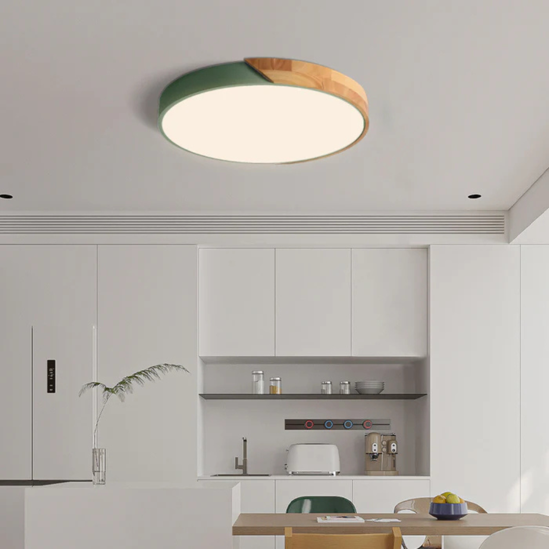 Scandinavian Wooden LED Ceiling Light, Round Flush Mount Lamp 3