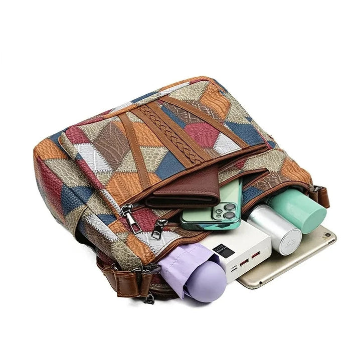 Patchwork Everyday Bag with Faux Leather Inserts 14