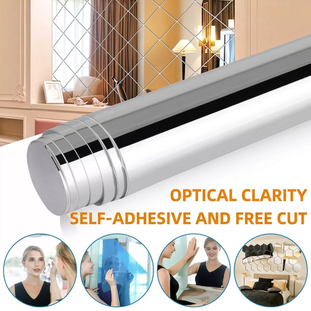 Self-Adhesive Flexible Shatterproof Wall Mirror, Cuttable PET Mirror Film 2