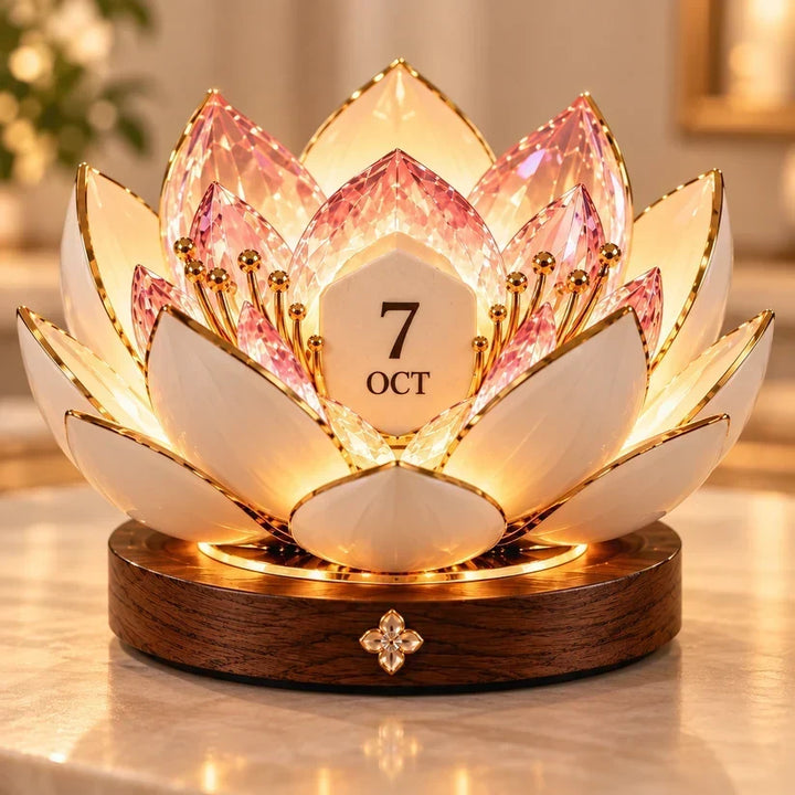 Blooming Perpetual Calendar with Automatic Opening Flower and Warm Ambient Light 1