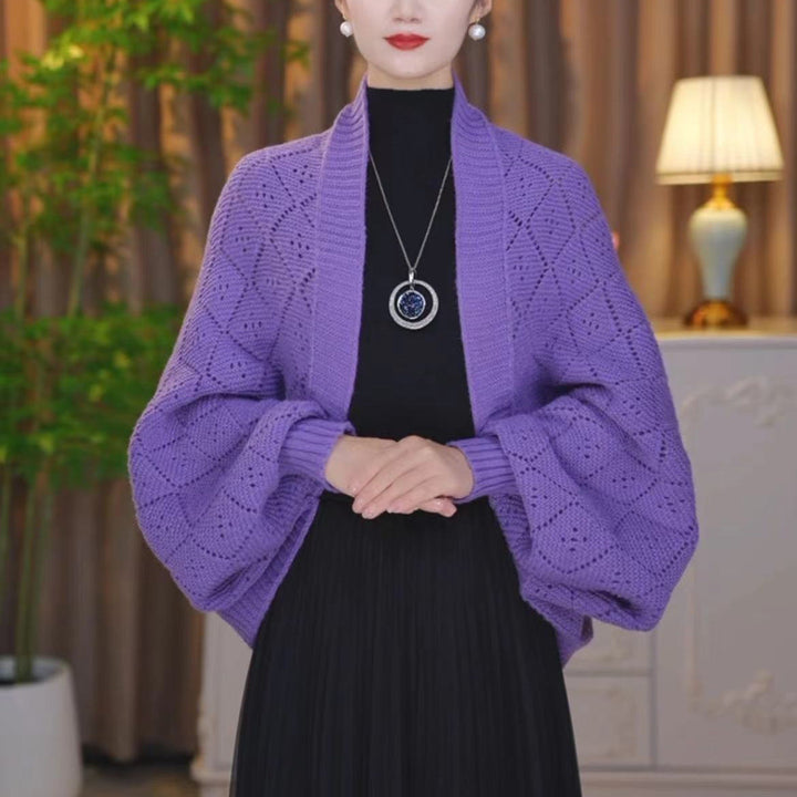 Open-Knit Shawl Cardigan with Wrap and Stole Styling 8