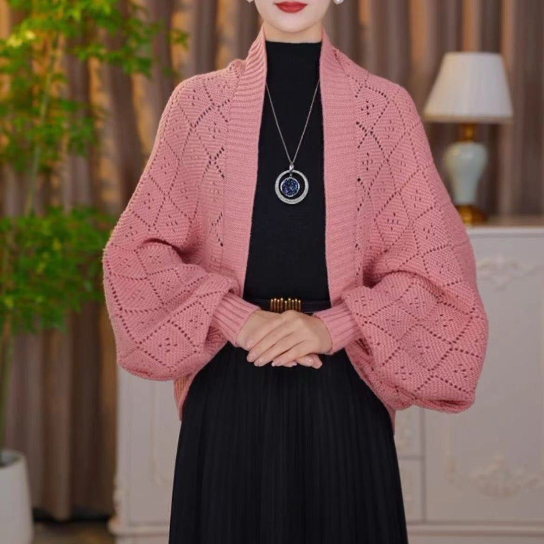 Open-Knit Shawl Cardigan with Wrap and Stole Styling 10