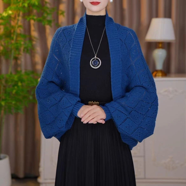 Open-Knit Shawl Cardigan with Wrap and Stole Styling 17
