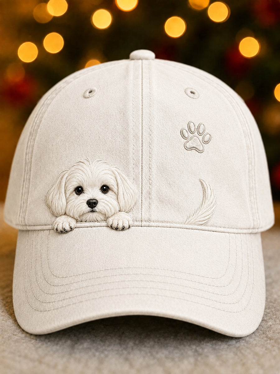 Washed Vintage Dog Graphic Baseball Cap with Adjustable Back Strap 1