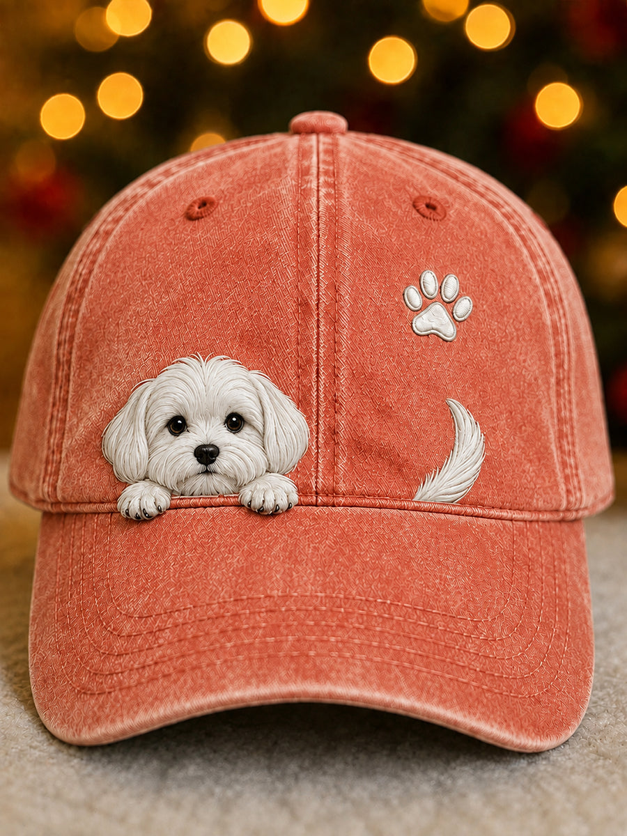 Washed Vintage Dog Graphic Baseball Cap with Adjustable Back Strap 5