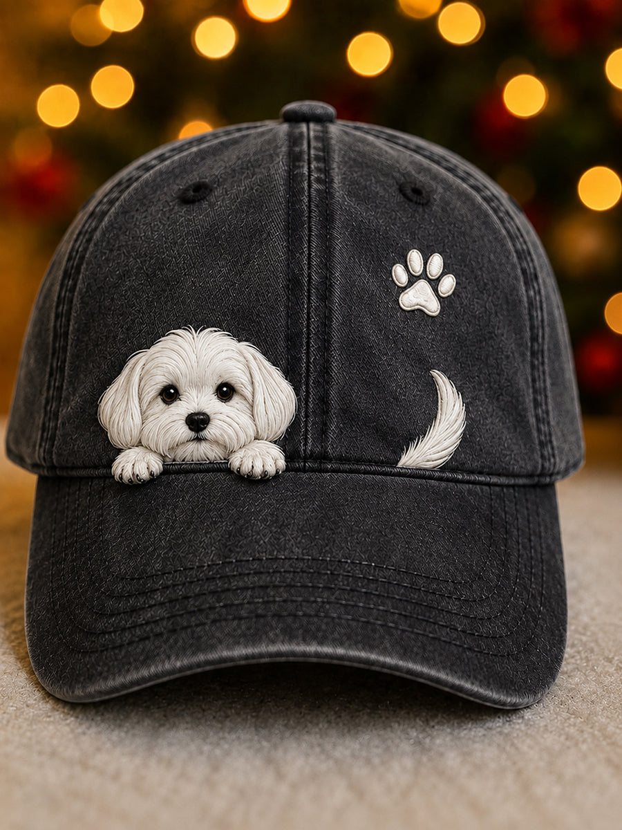 Washed Vintage Dog Graphic Baseball Cap with Adjustable Back Strap 3