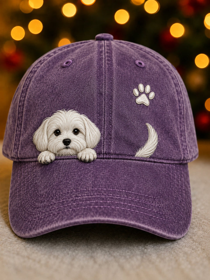 Washed Vintage Dog Graphic Baseball Cap with Adjustable Back Strap 7