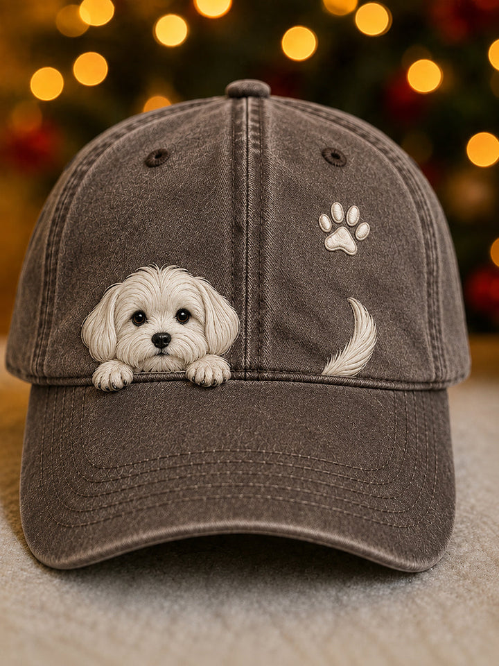 Washed Vintage Dog Graphic Baseball Cap with Adjustable Back Strap 6