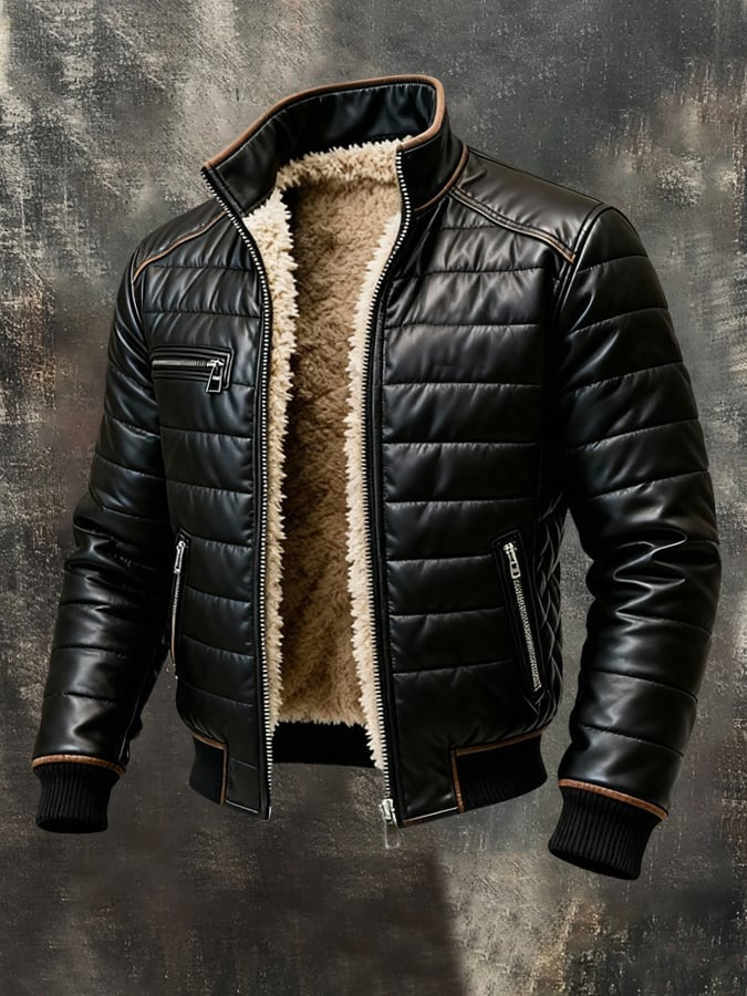 Elegant Jacket with Soft Fleece Lining and High Collar 1