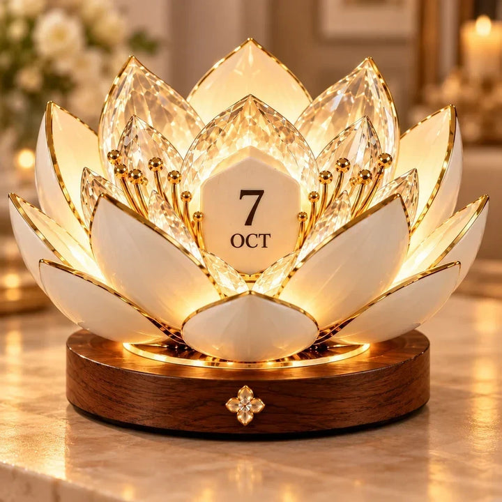 Blooming Perpetual Calendar with Automatic Opening Flower and Warm Ambient Light 2
