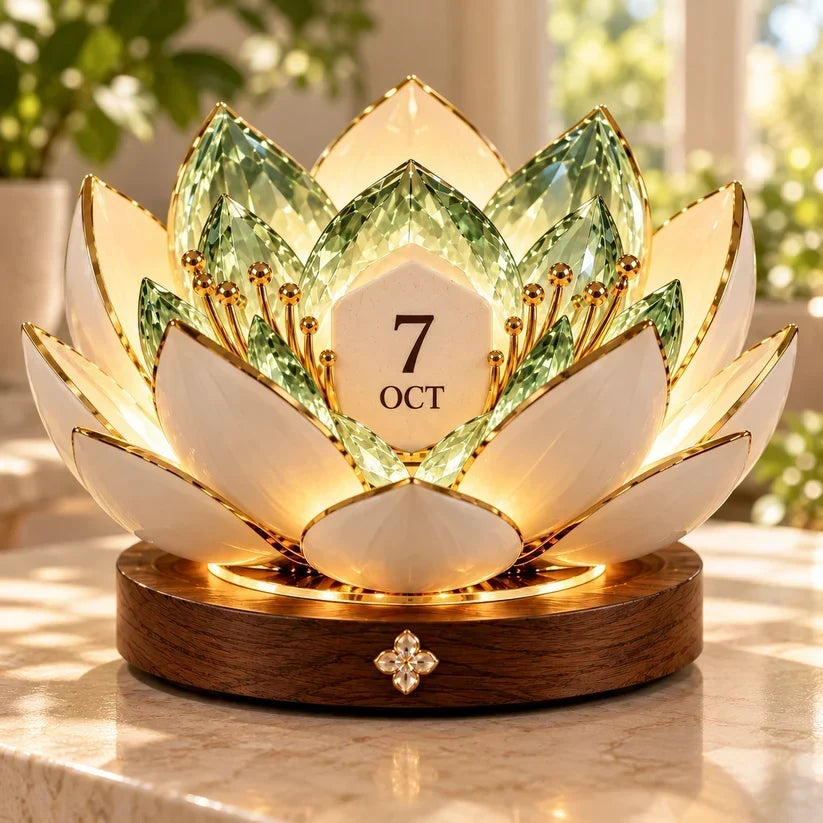 Blooming Perpetual Calendar with Automatic Opening Flower and Warm Ambient Light 3